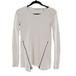 Guess- White Knit Sweater w/ Zippers size X-Small